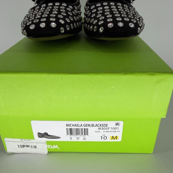NEW Sam Edelman Michaela Gem Mary Jane Flats Womens Size 10 Black Suede Studded - Picture 5 of 6